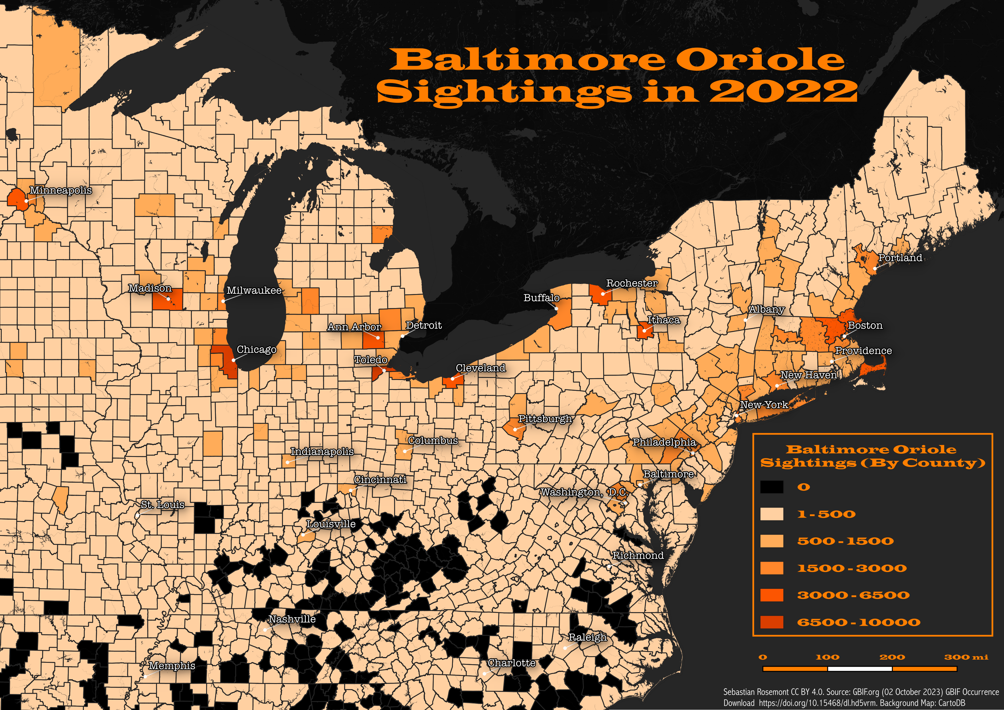 Baltimore Oriole sightings in 2022